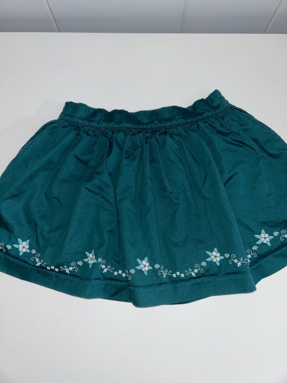 Janie and Jack Embroidery Flower Green Lined Skirt Size 5